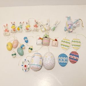 Vintage Lot of 26 Hand Painted Wooden MINI Easter Ornaments